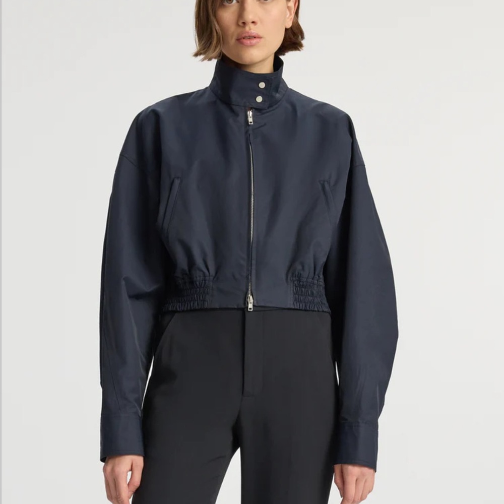 A.L.C.’s Elliott Cropped Bomber Jacket in Navy
